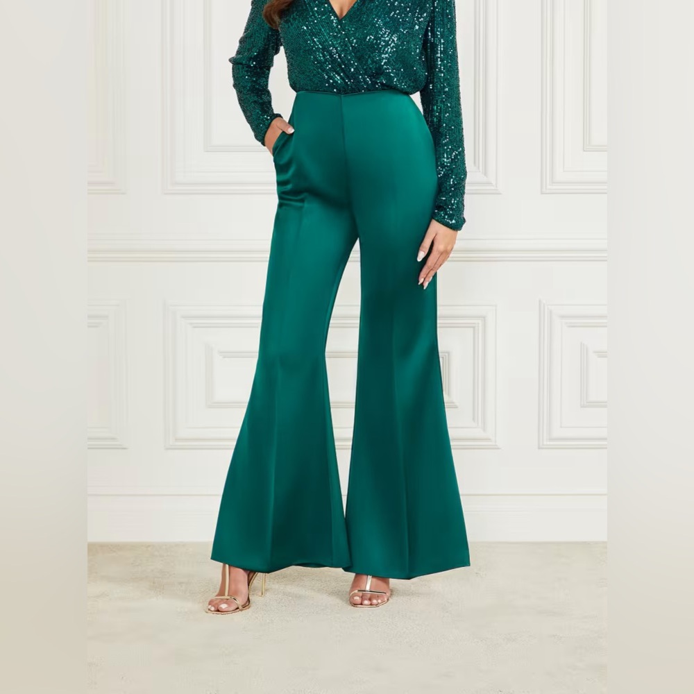 MARCIANO- Kellis Satin Flare Pant - Teal